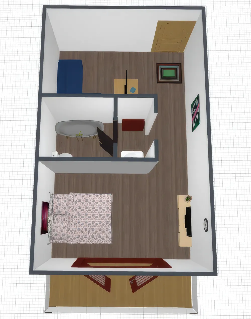 Floor plan of the Suite/Studio with Village View