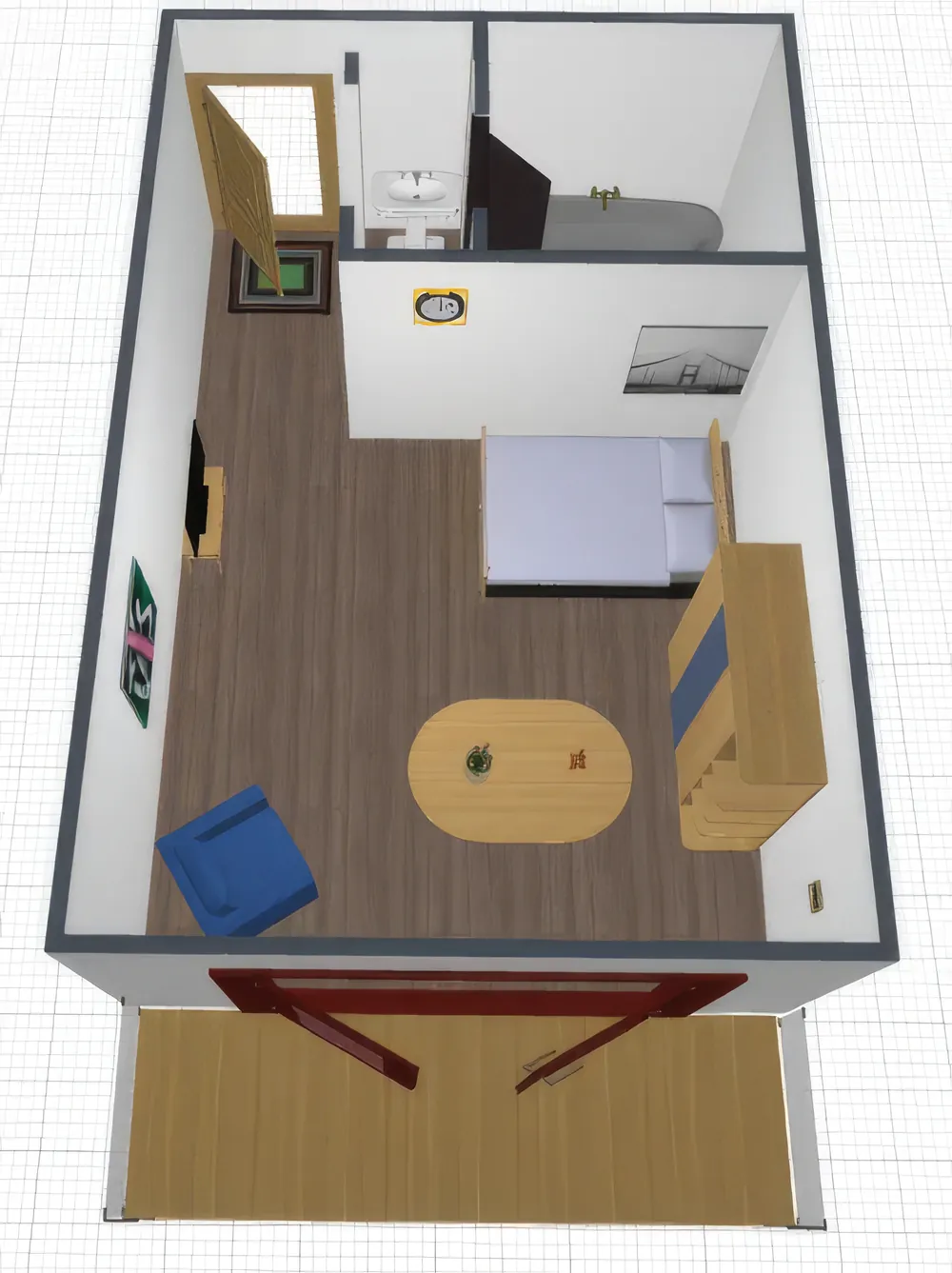 Floor plan of the Single Suite with Village View